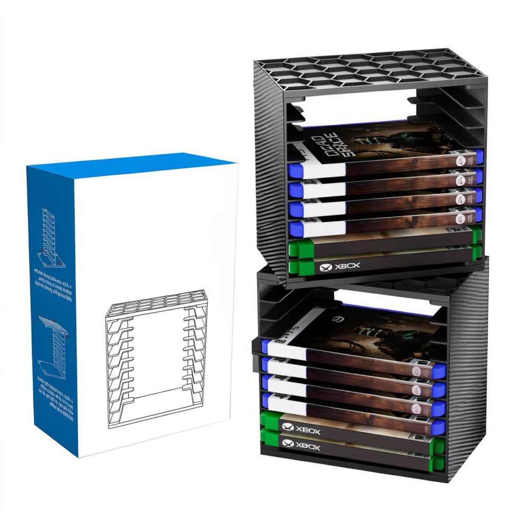 Gaming Console Display Case - Spielkarten-Aufbewahrungsturm für PS5-Konsolenzubehör, vertikaler Organizer, Desktop-Displayhalter,
