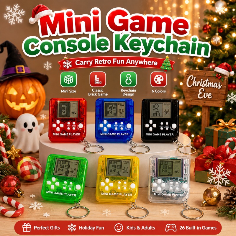 Gaming Console Keychain - Tragbare Mini-Tetris-Spieleinheit Schlüsselanhänger Modisches Rucksack-Ornament Handheld-Spielkonsolen-Zubehör