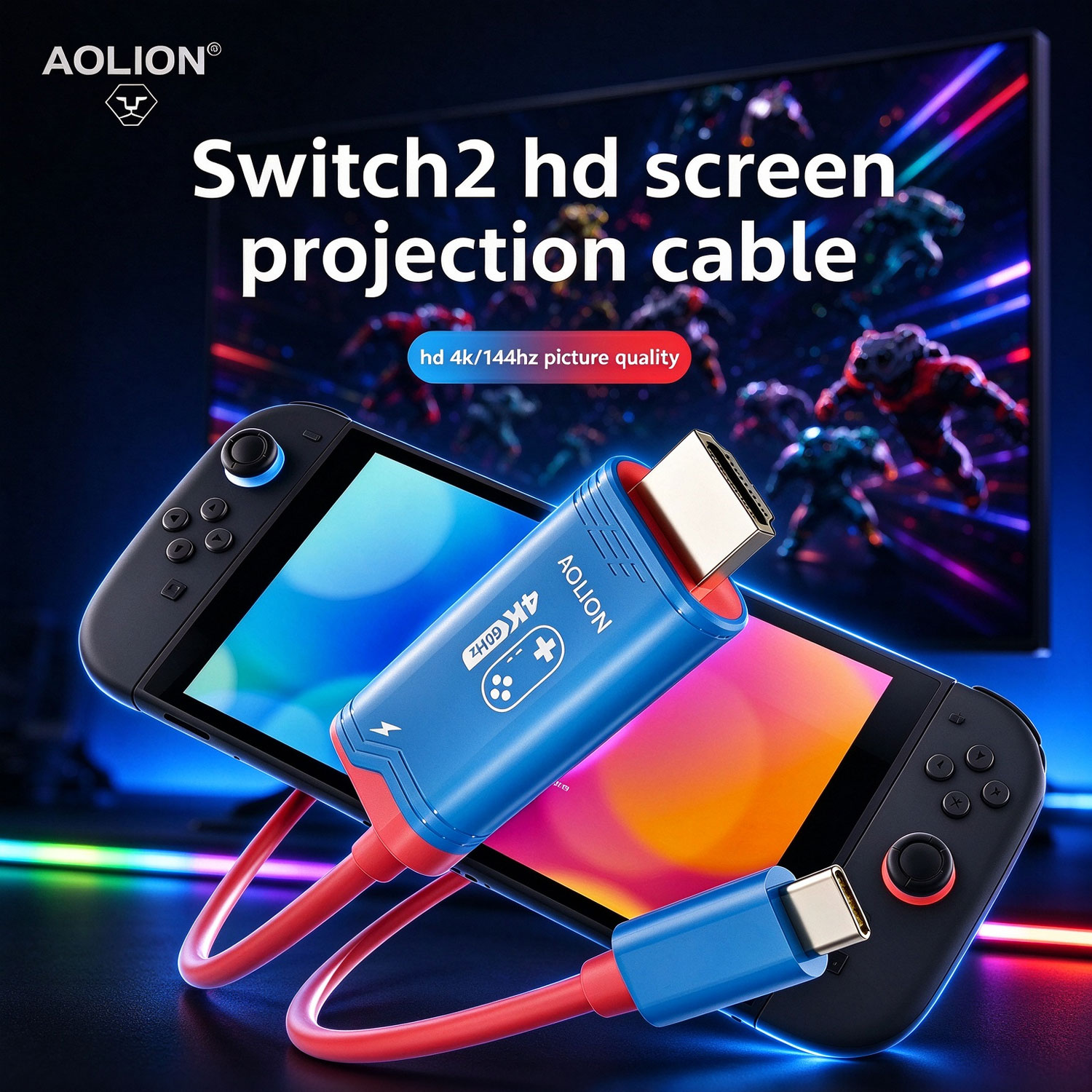 Gaming Console Buttons - AOLION HDMI-Kabel für Bildschirmspiegelung, 4K60, 144